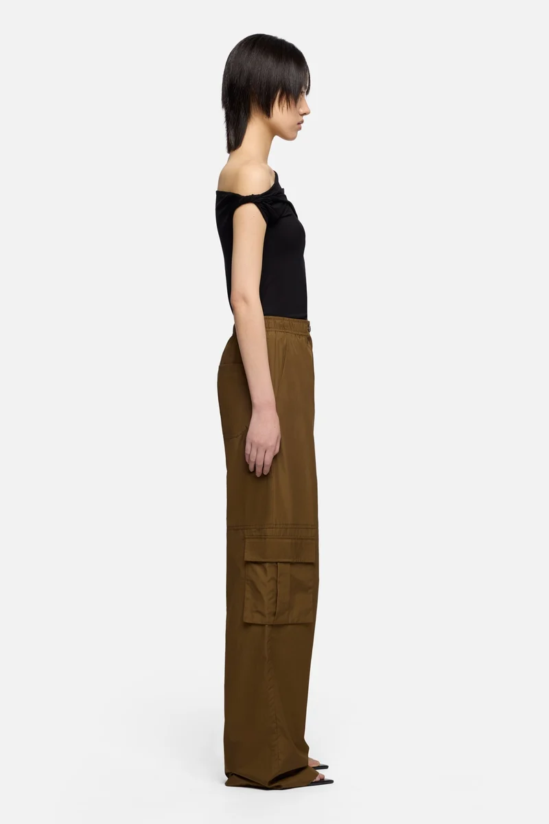 CARGO WIDE LEG PANT in Poplin Toffee