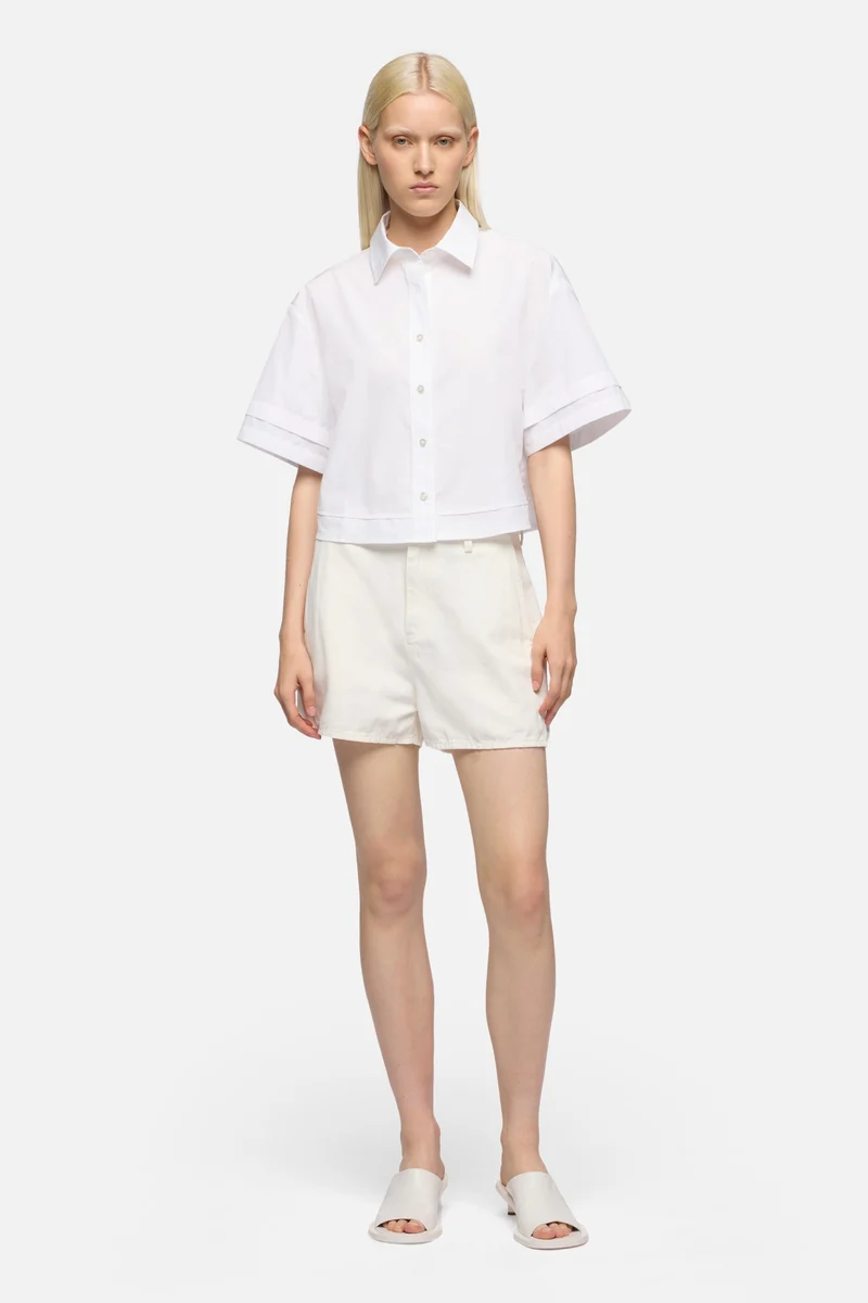DOUBLE SHORT SLEEVE SHIRT in Poplin Optical White