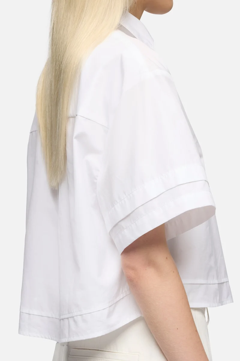 DOUBLE SHORT SLEEVE SHIRT in Poplin Optical White
