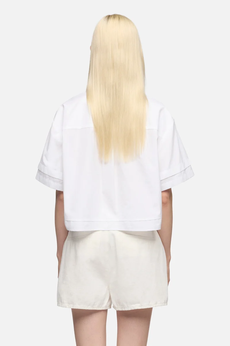 DOUBLE SHORT SLEEVE SHIRT in Poplin Optical White