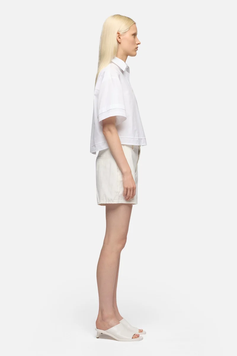 DOUBLE SHORT SLEEVE SHIRT in Poplin Optical White