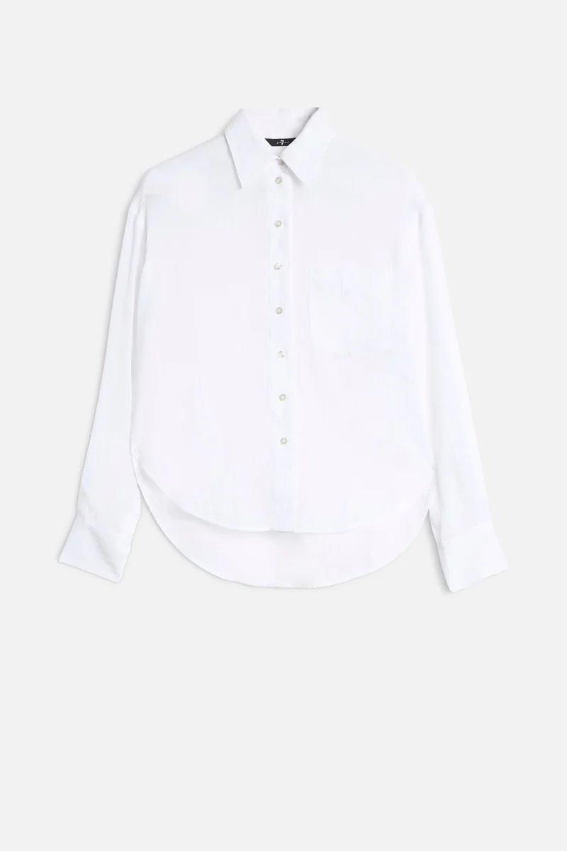 OVERSIZE BUTTON DOWN SHIRT in Cotton Voile Optical White