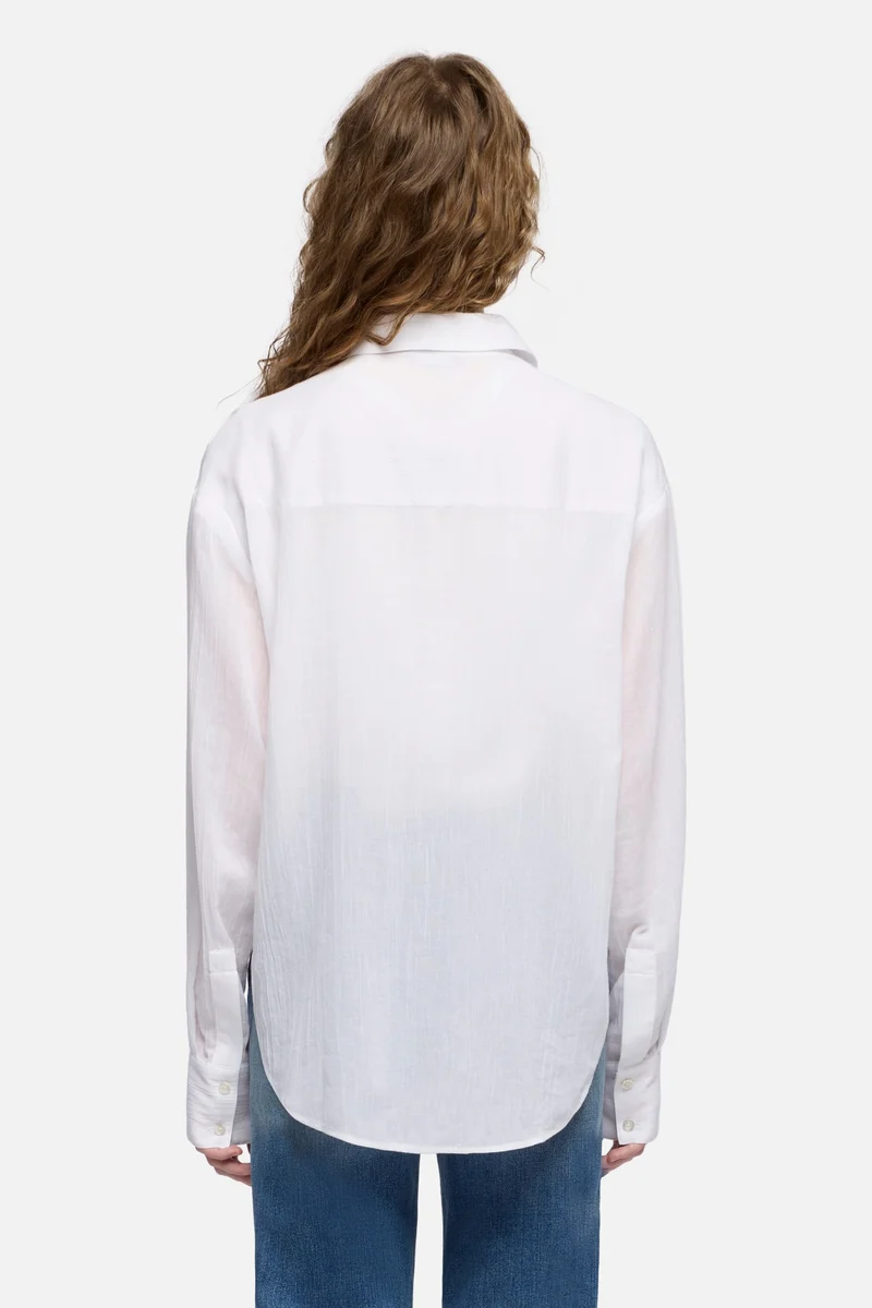 OVERSIZE BUTTON DOWN SHIRT in Cotton Voile Optical White