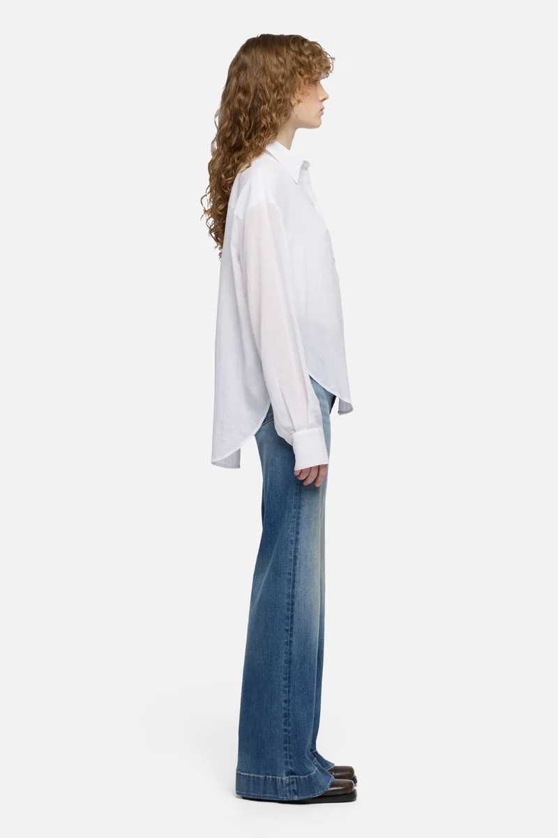 OVERSIZE BUTTON DOWN SHIRT in Cotton Voile Optical White