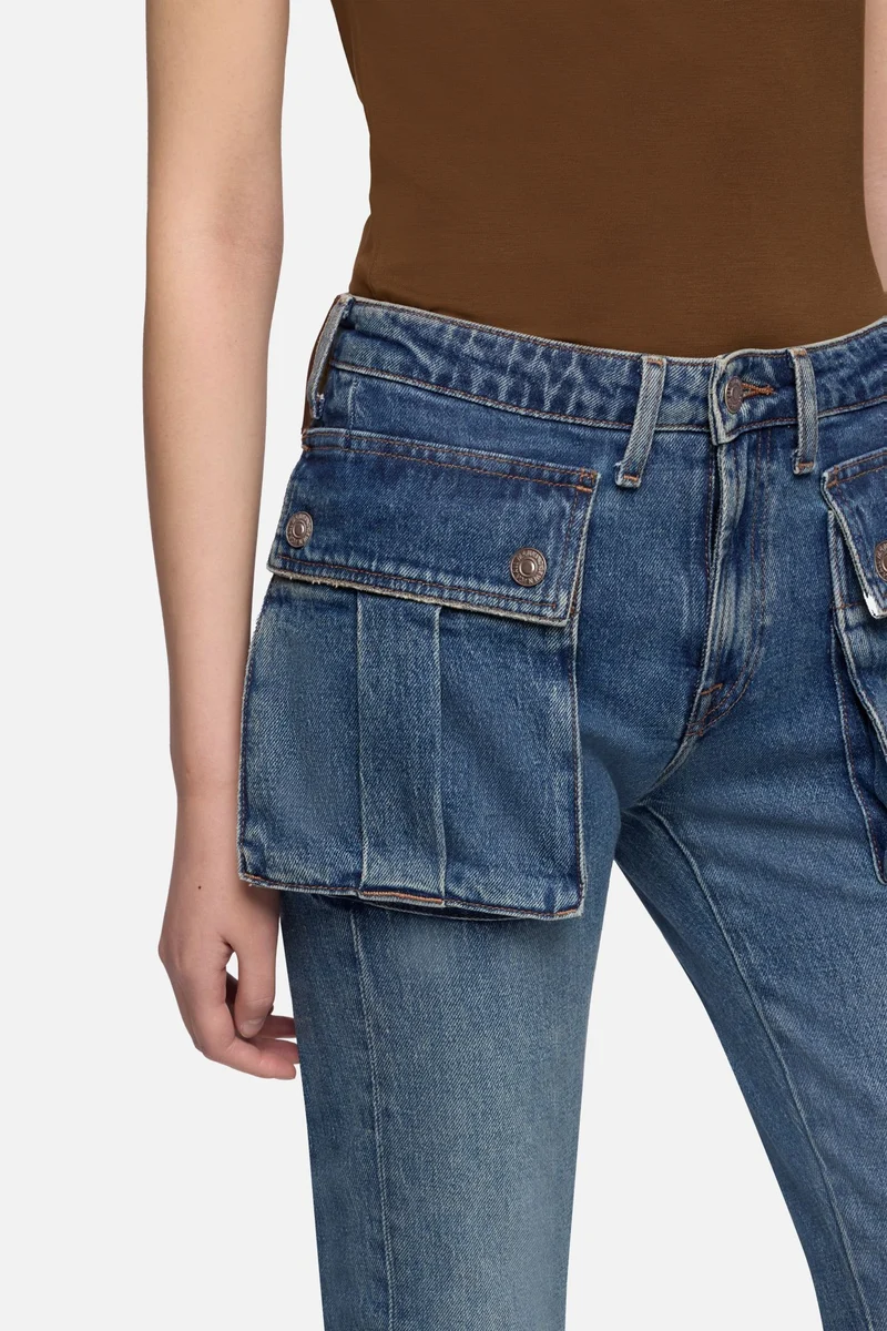 CARGO LOW SKINNY BOOT in Denim Velocity