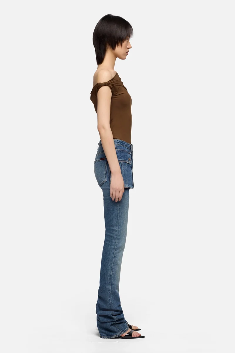 CARGO LOW SKINNY BOOT in Denim Velocity