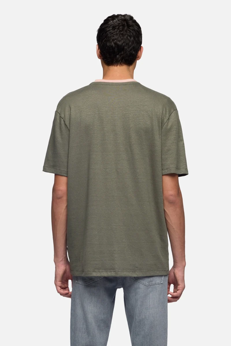 TEE in Linen Blend Army
