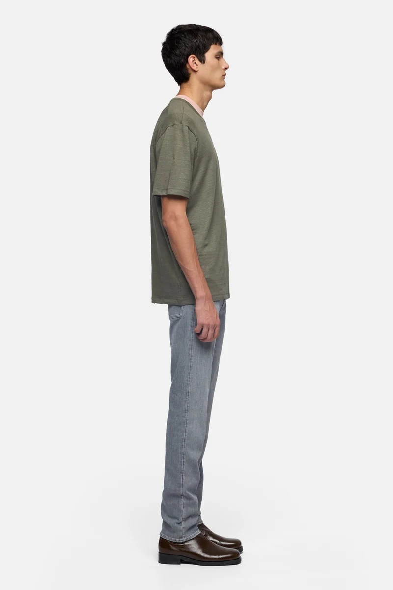 TEE in Linen Blend Army