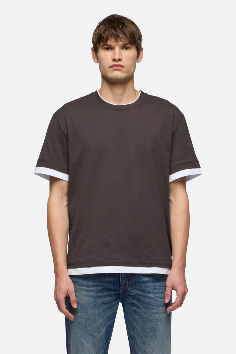DOUBLE LAYER TEE in Espresso
