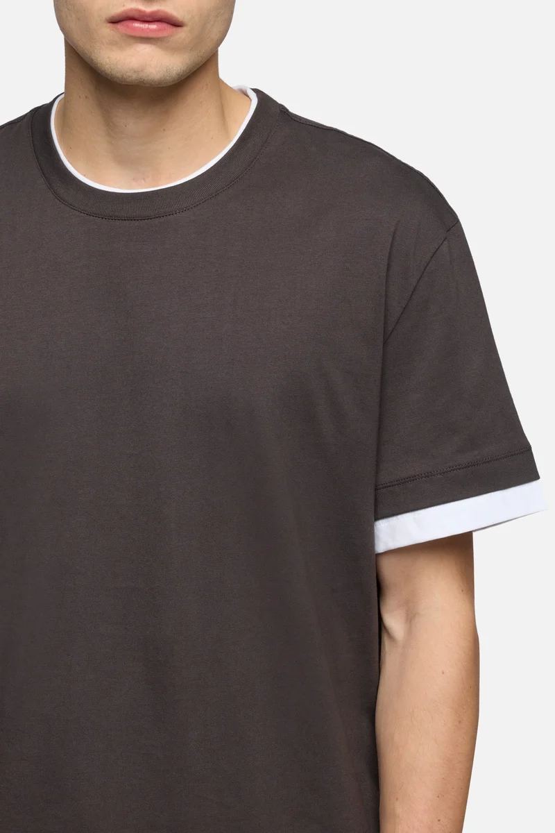 DOUBLE LAYER TEE in Espresso