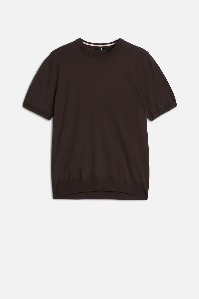CLASSIC SHORT SLEEVE SWEATER in Espresso