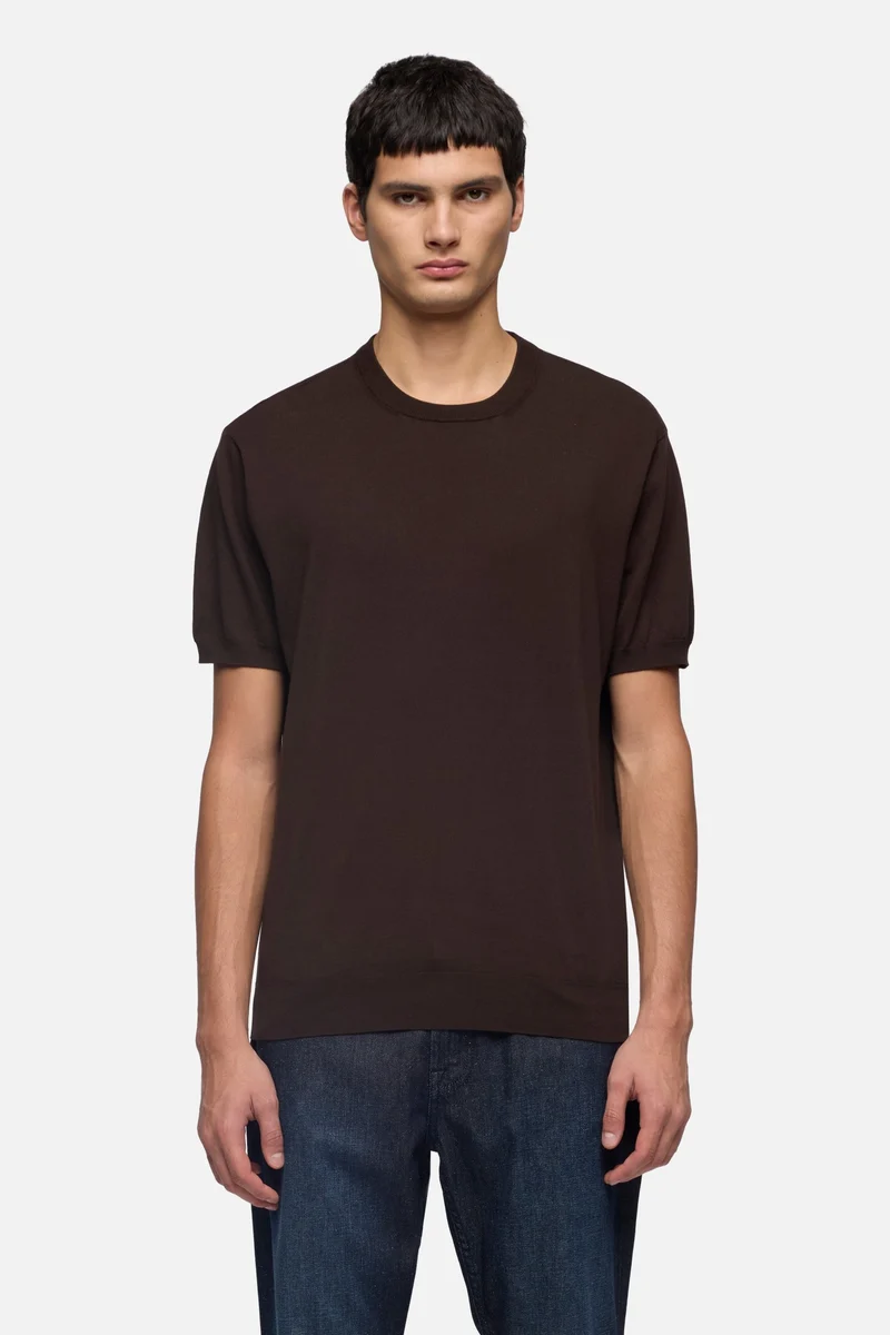 CLASSIC SHORT SLEEVE SWEATER in Espresso