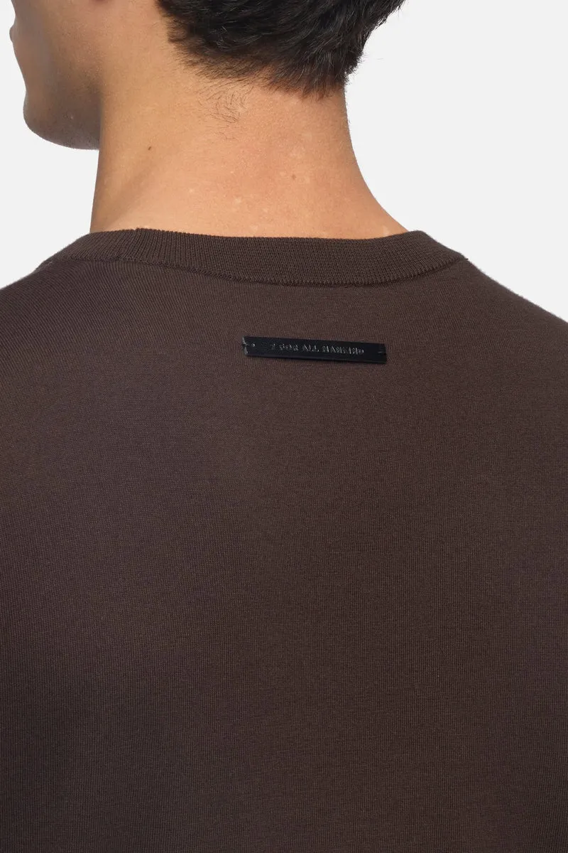 CLASSIC SHORT SLEEVE SWEATER in Espresso