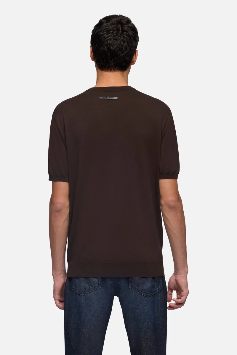 CLASSIC SHORT SLEEVE SWEATER in Espresso