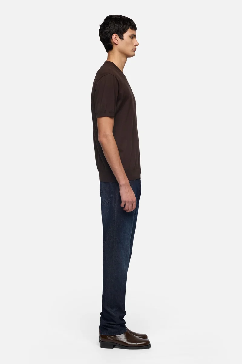 CLASSIC SHORT SLEEVE SWEATER in Espresso