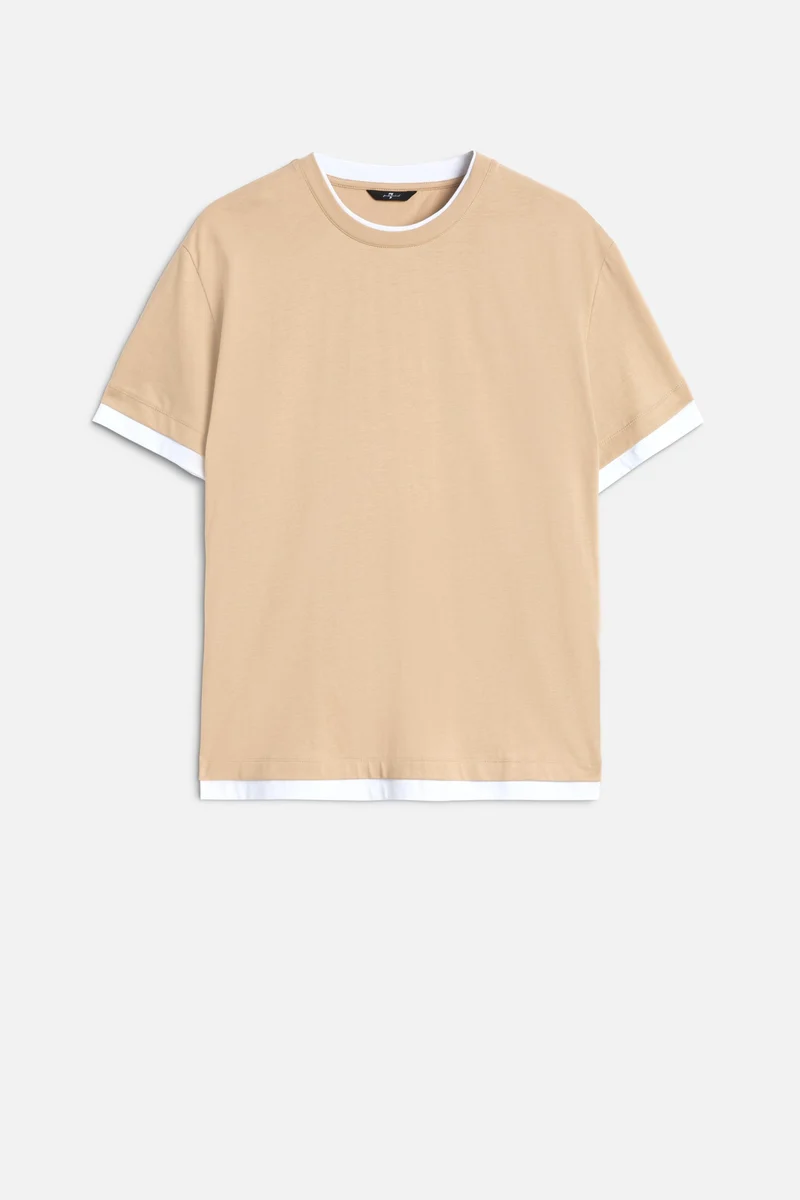 DOUBLE LAYER TEE in Tan