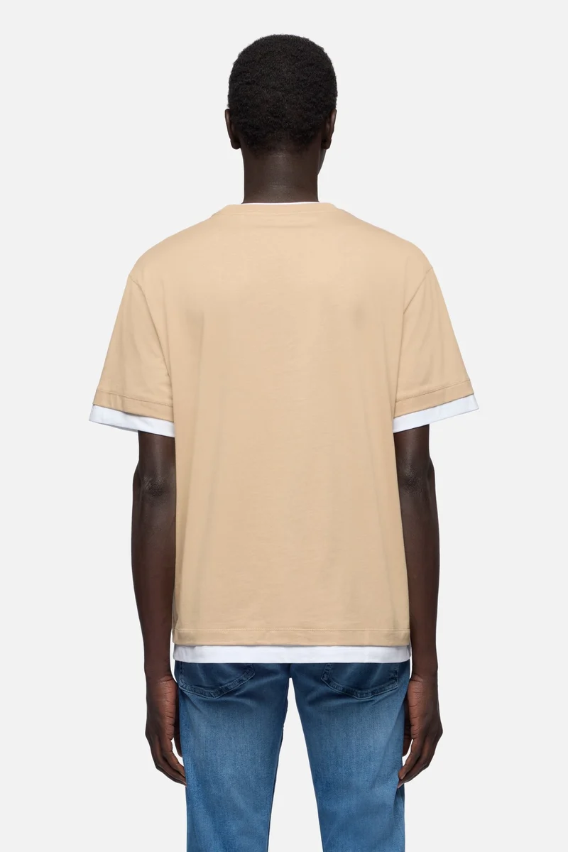 DOUBLE LAYER TEE in Tan