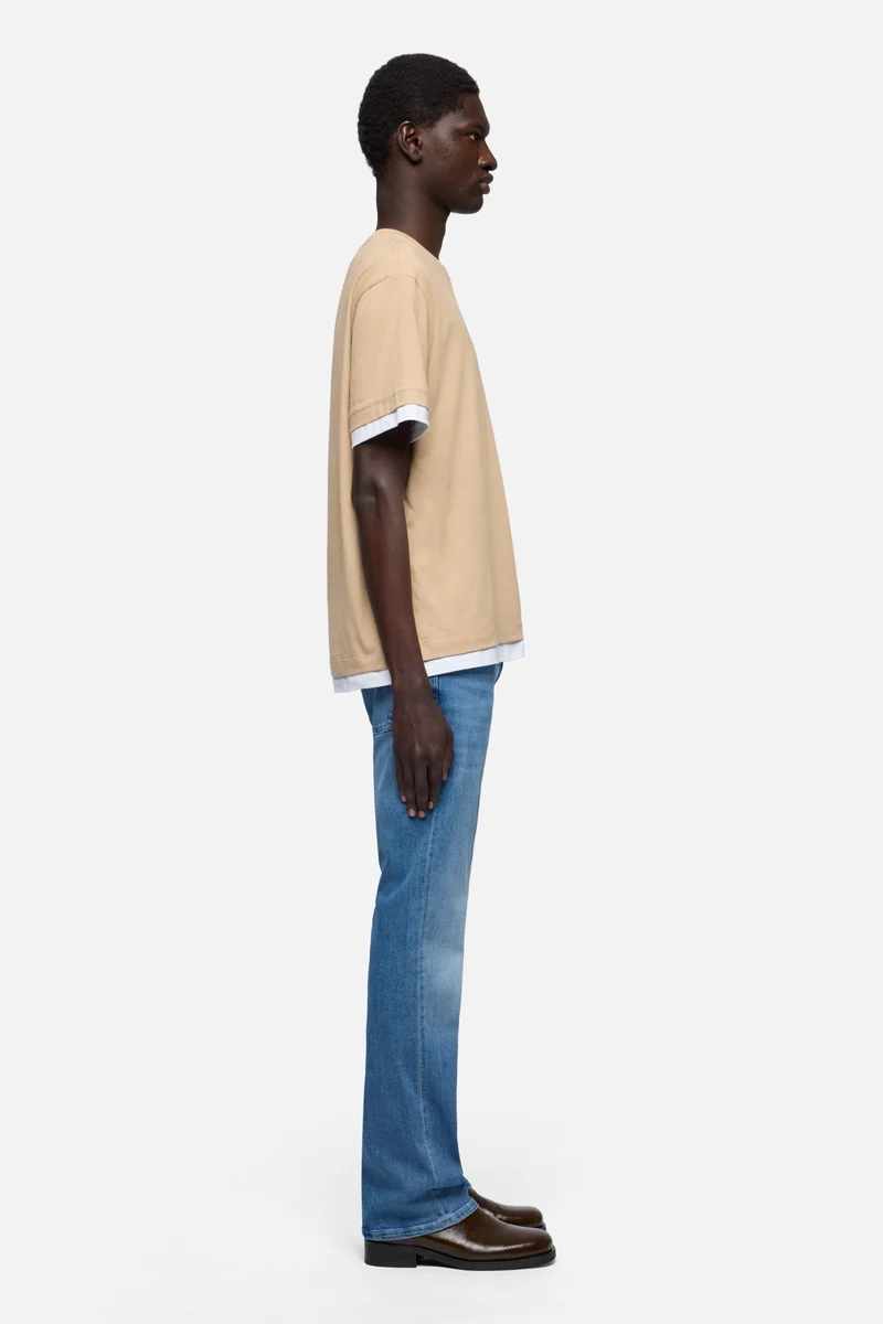 DOUBLE LAYER TEE in Tan