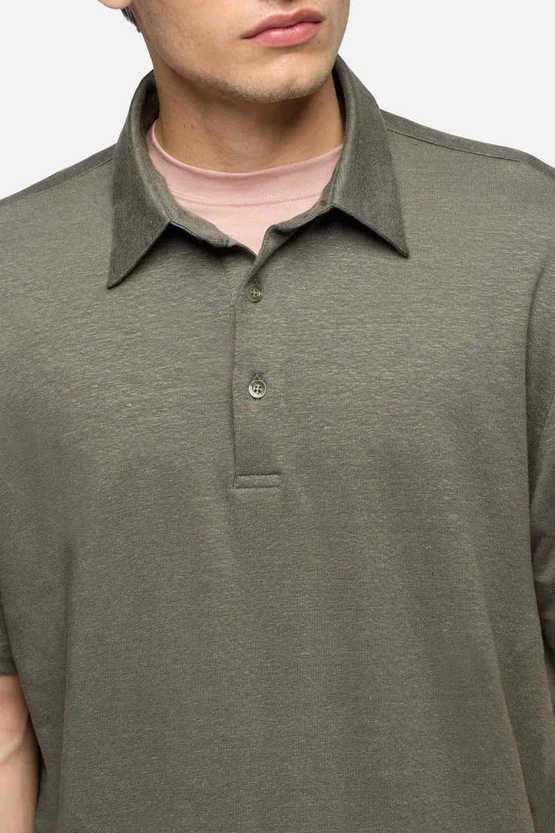 POLO in Linen Blend Army