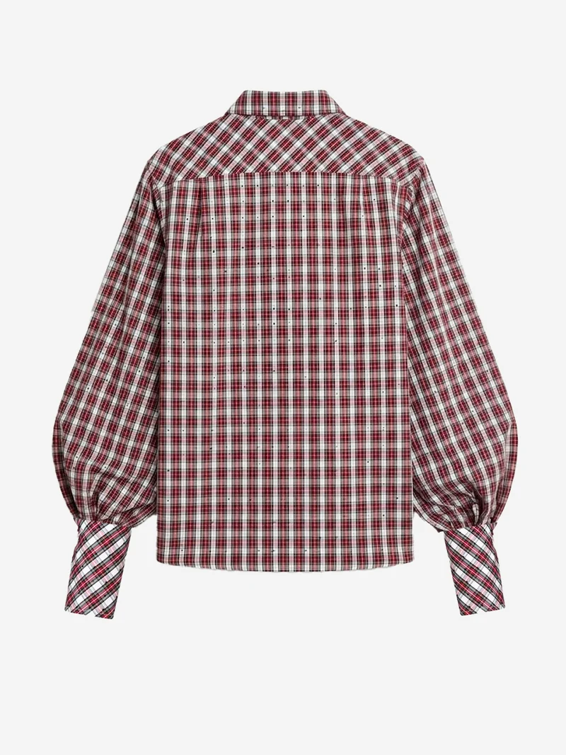 Camicia a quadri in cotone con strass