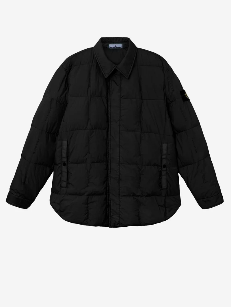 Piumino nero in nylon resinato con antigoccia