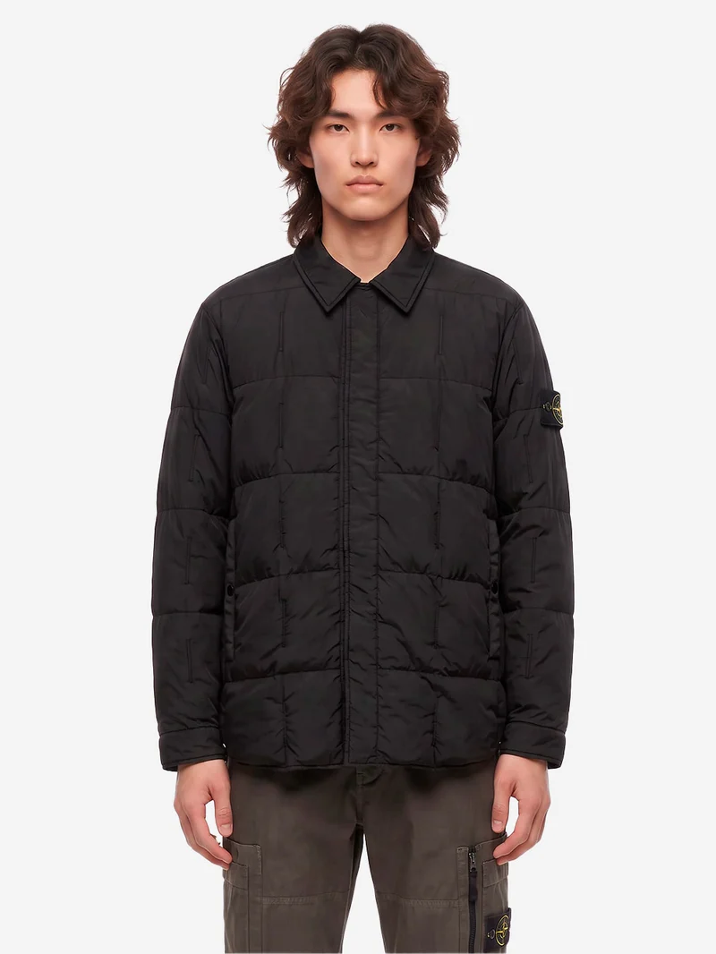 Piumino nero in nylon resinato con antigoccia