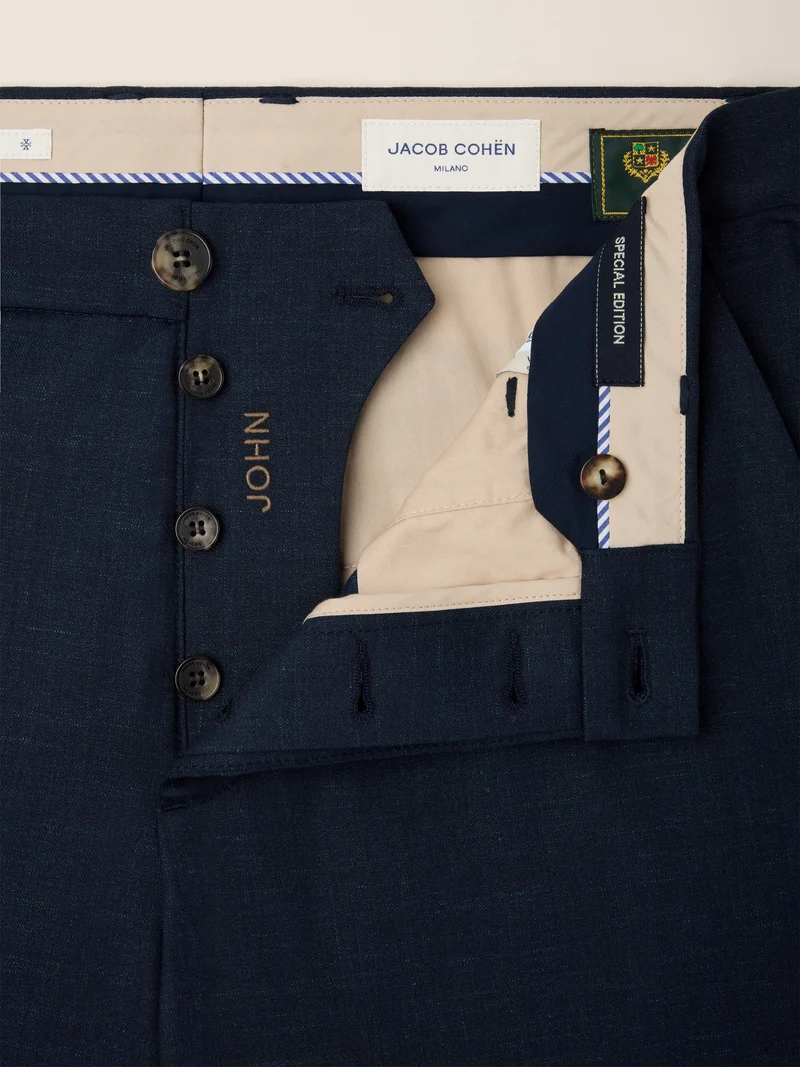 John – Pants in Silk and Linen Stretch Gabardine