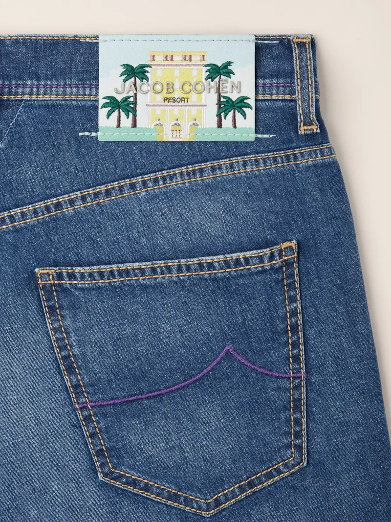 Nicolas – Bermuda in Cotton and Linen Stretch Denim