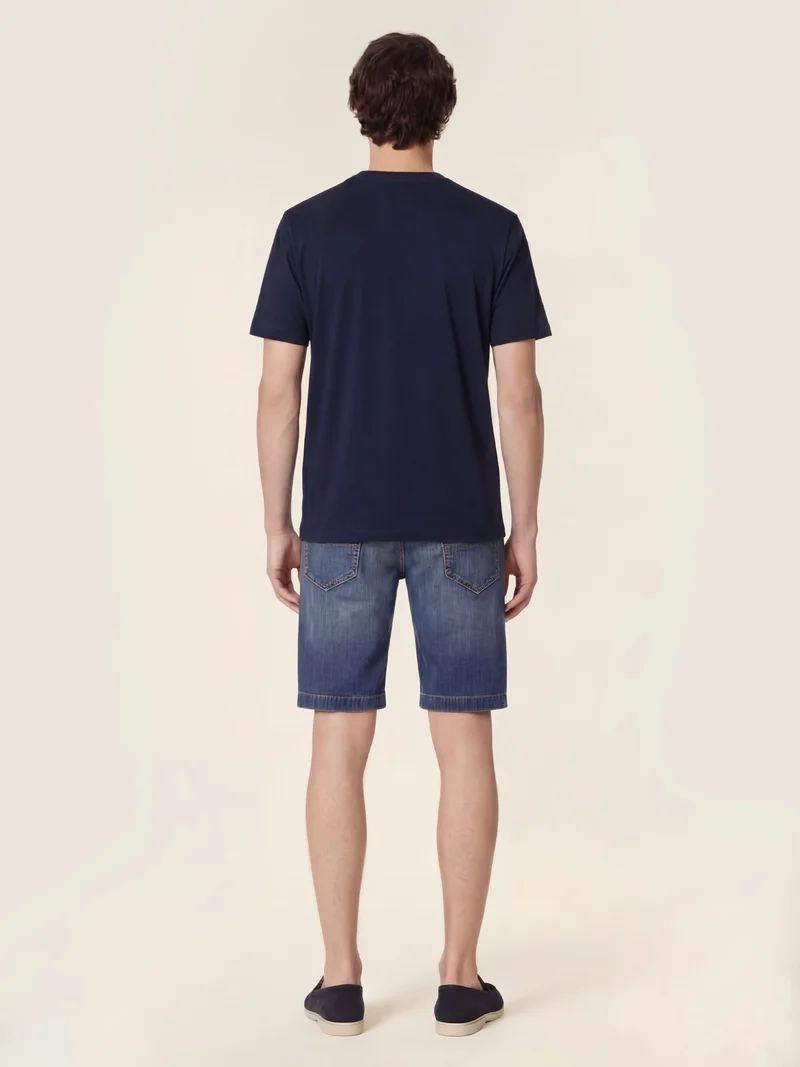 Nicolas – Bermuda in Cotton and Linen Stretch Denim