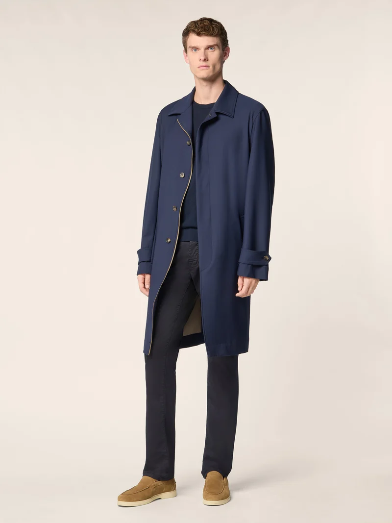 Technical Wool and Silk Coat Loro Piana