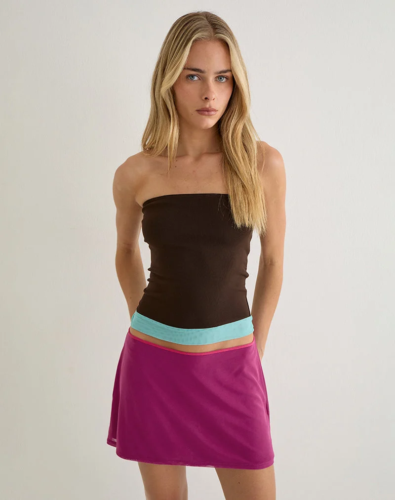 Niyani-Minirock in Fuchsia mit pinkfarbener Borte