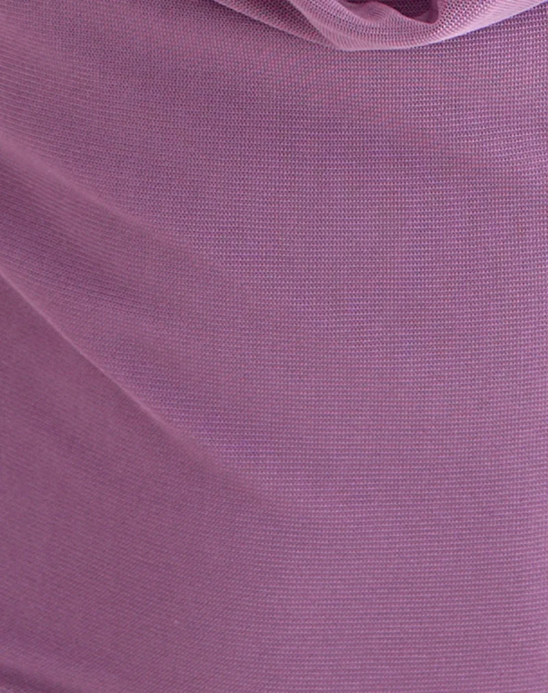 Bujou-Cowl-Top aus Netzstoff, lila