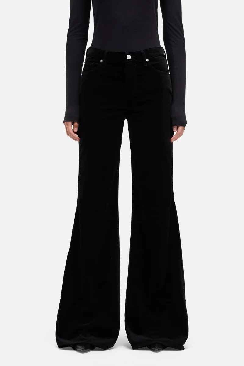 Velvet Retro Flare in Black