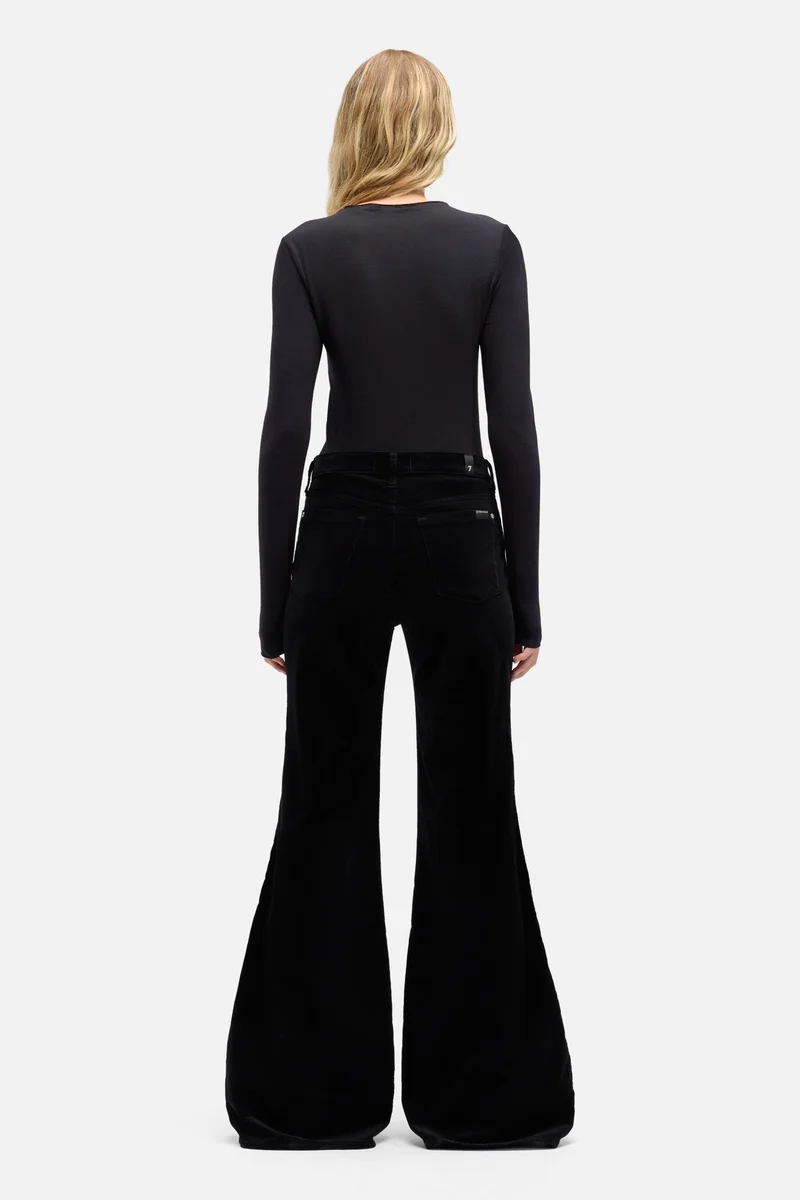 Velvet Retro Flare in Black