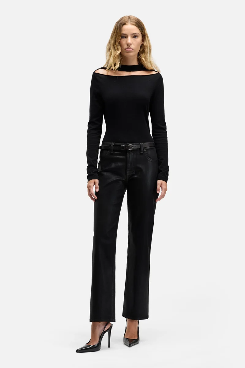 Coated Denim Calie Straight in Black