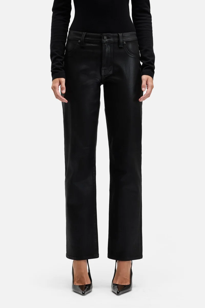 Coated Denim Calie Straight in Black