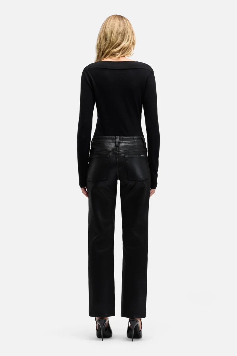Coated Denim Calie Straight in Black