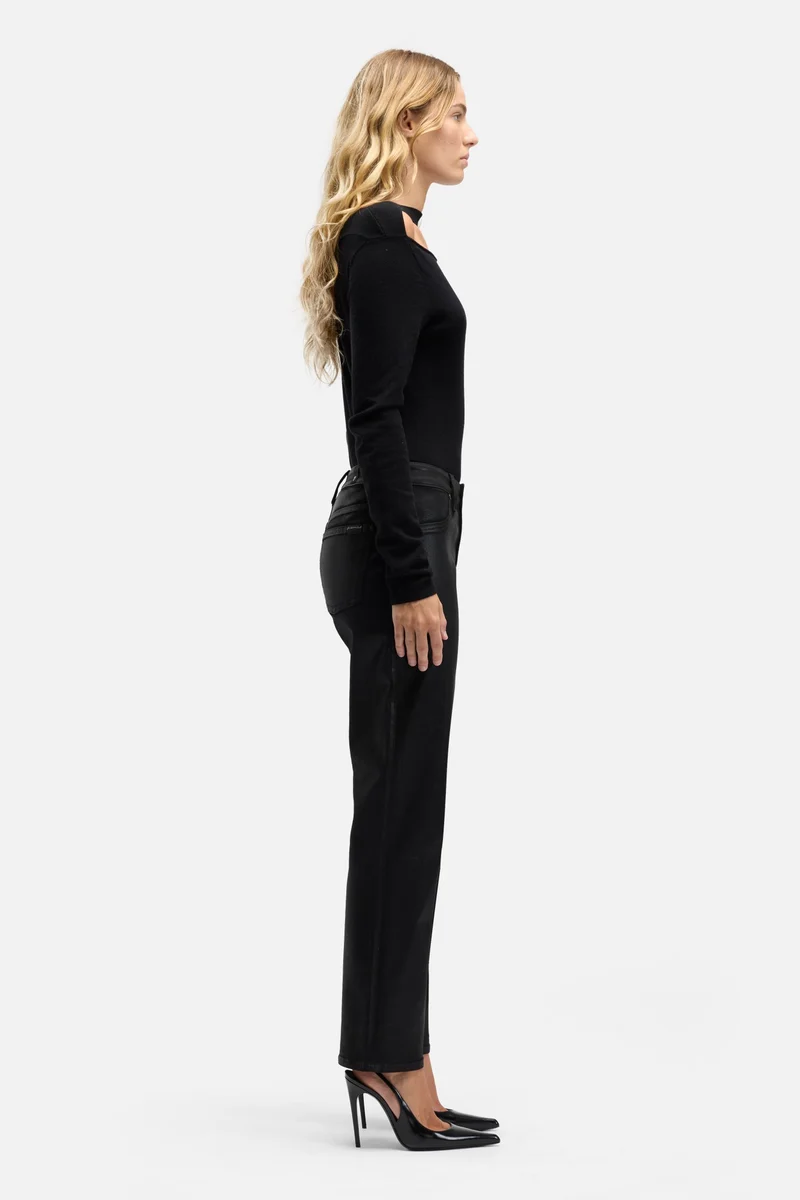 Coated Denim Calie Straight in Black