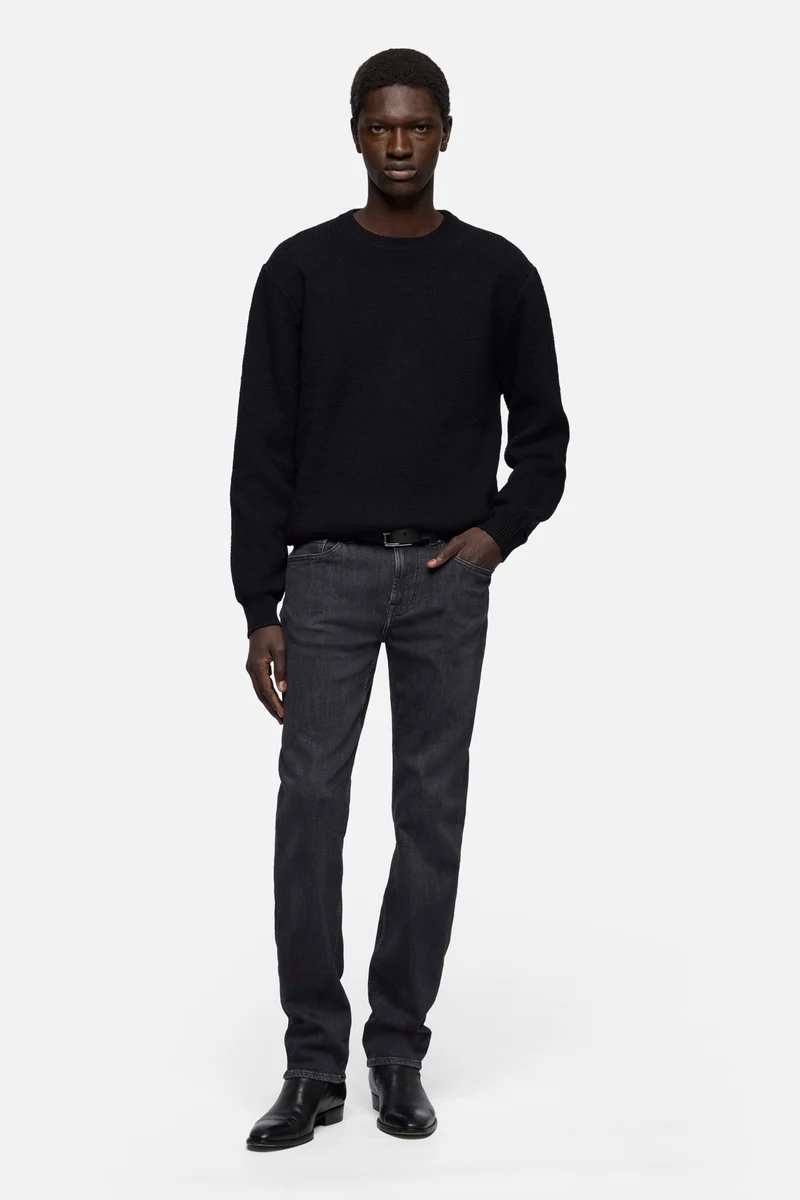 Wool Blend Crewneck Sweater in Black
