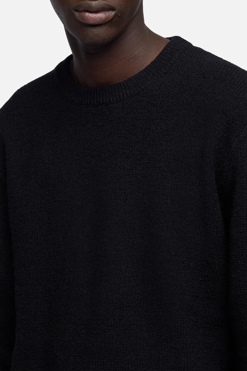 Wool Blend Crewneck Sweater in Black