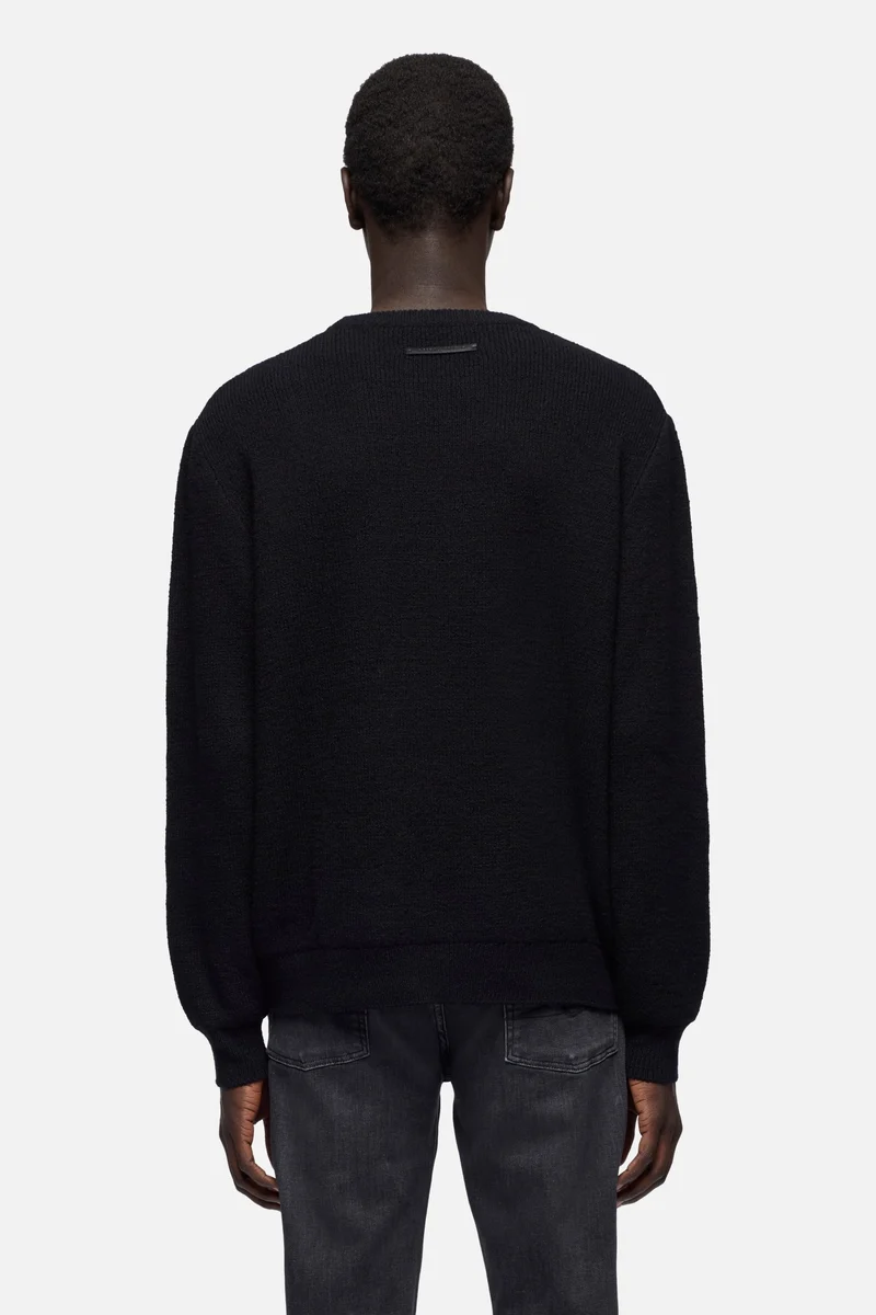 Wool Blend Crewneck Sweater in Black