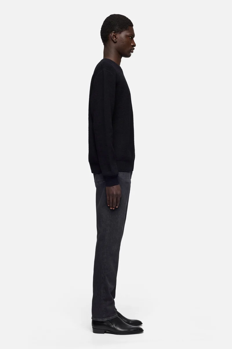 Wool Blend Crewneck Sweater in Black