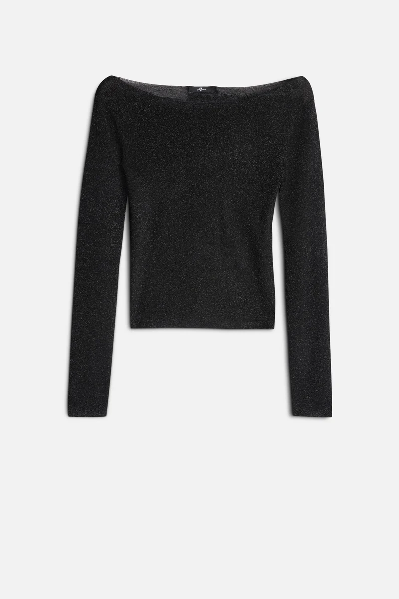 Boatneck Sweater in Black Lurex