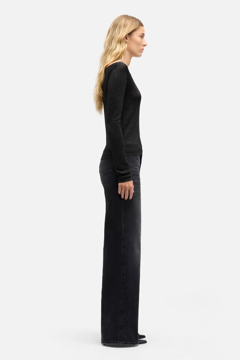 Boatneck Sweater in Black Lurex