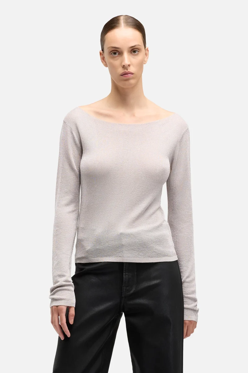 Boatneck Sweater in Silver Lurex