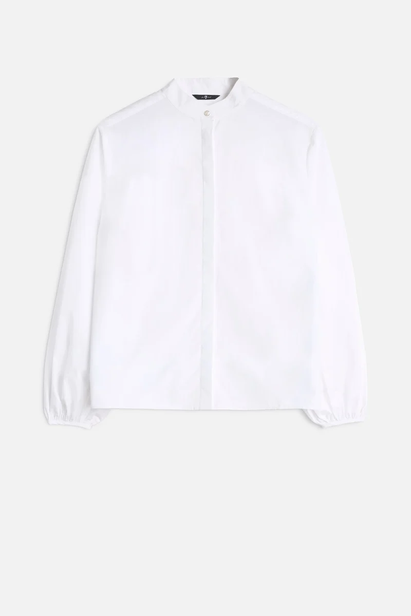Poplin Balloon Sleeve Shirt in White
