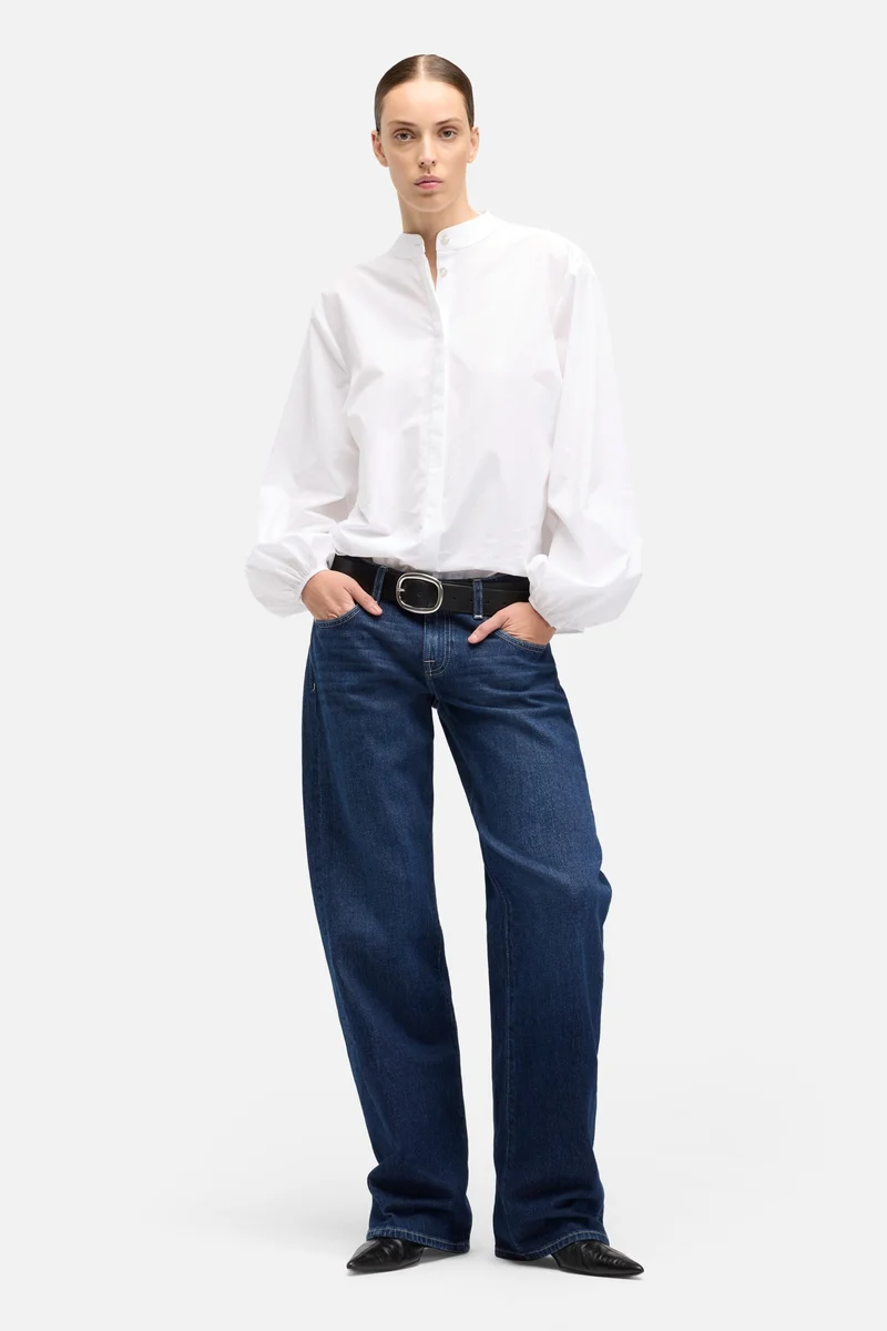 Poplin Balloon Sleeve Shirt in White