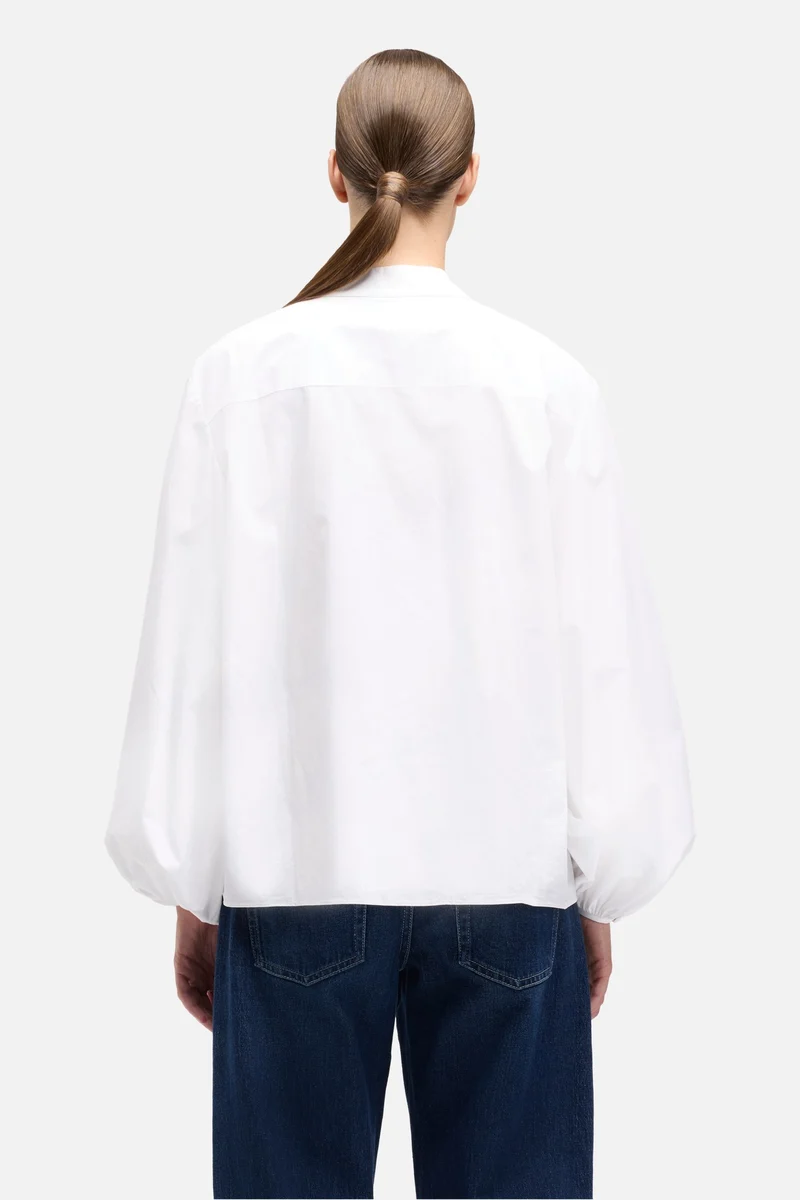 Poplin Balloon Sleeve Shirt in White