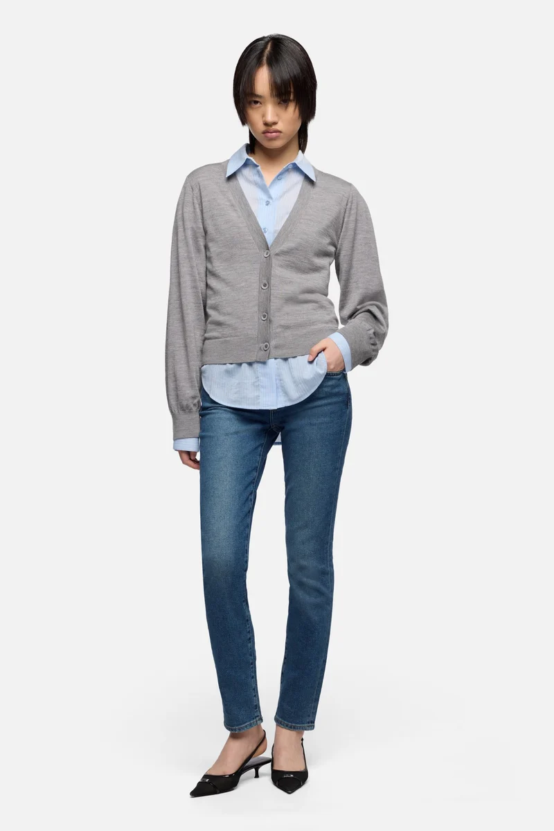 Oversize Button Down in Baby Blue Stripe