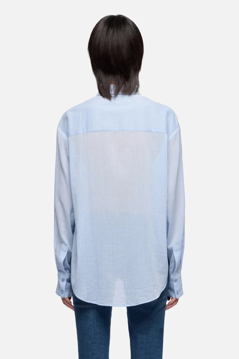 Oversize Button Down in Baby Blue Stripe